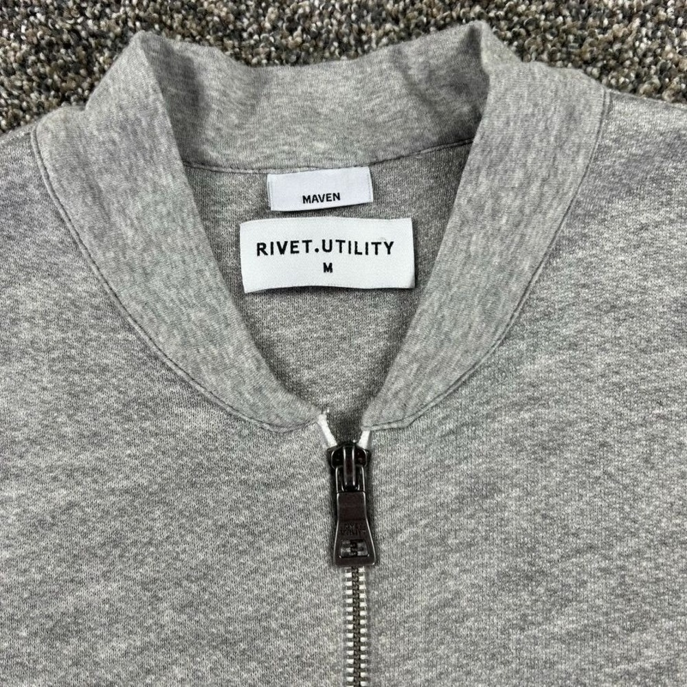 Rivet‎ Utility Maven Grey Zip Up Jumpsuit Pockets Drawstring Waist Womens Medium - Picture 8 of 16